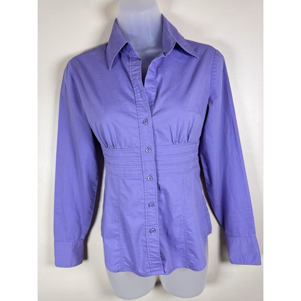 VTG New York & Co Womens Button Down Shirt Cinched Waist Y2K 90s Office Wear XS